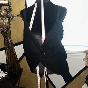 Black Knit Twist Front sweater